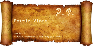 Petrin Vince névjegykártya